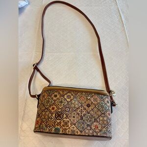 Portuguese Cork Crossbody | Rooster Charm | Small Eco‑Friendly Bag